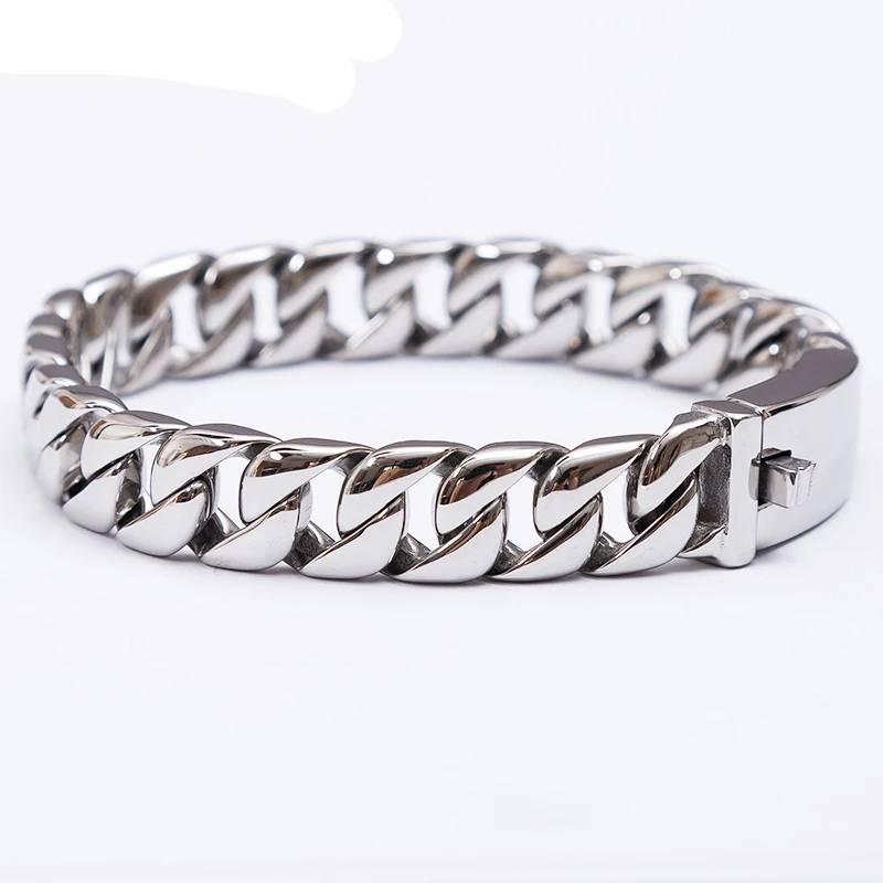 12mm Curb Chain Bracelet 316L Stainless Steel Men's Bracelets
