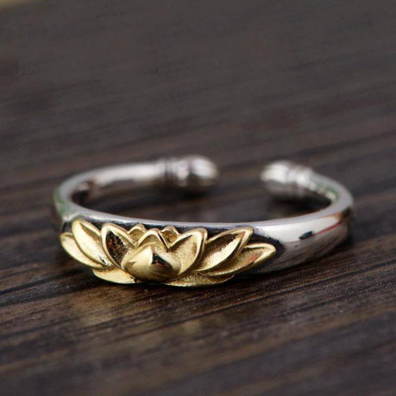 Vintage 925 Sterling Silver Lotus Ring for Women Women's Rings