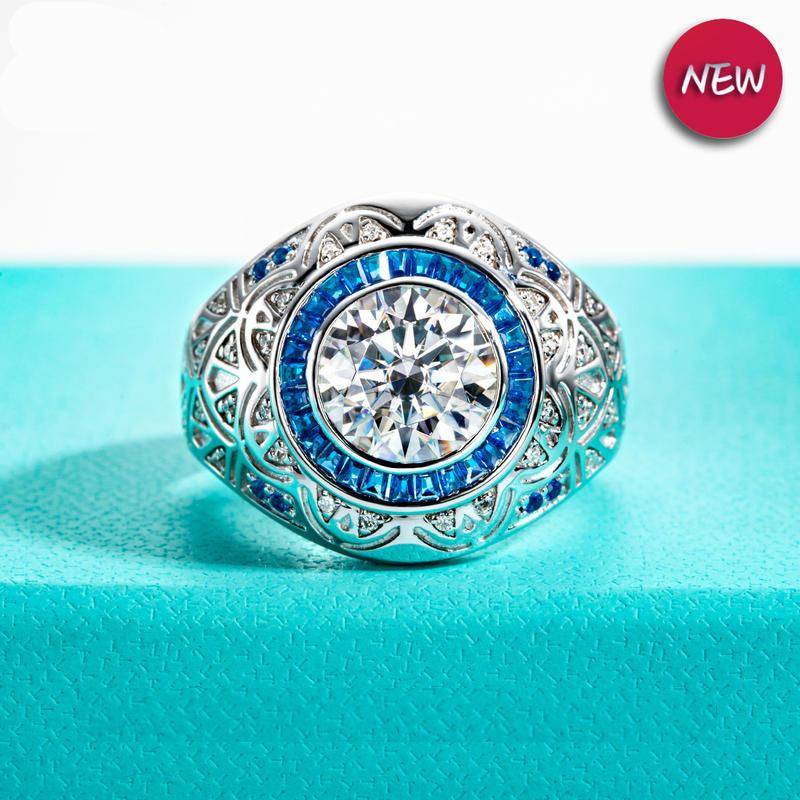 3ct D Color Moissanite Men’s Ring in 18K Gold Mens Rings