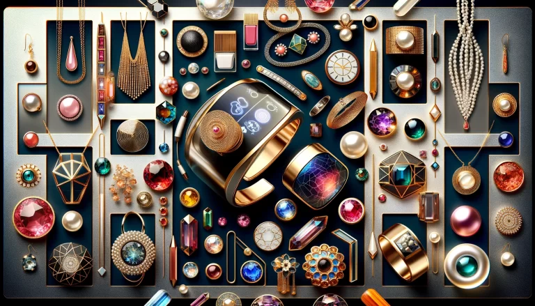 a group of jewelry on a black background