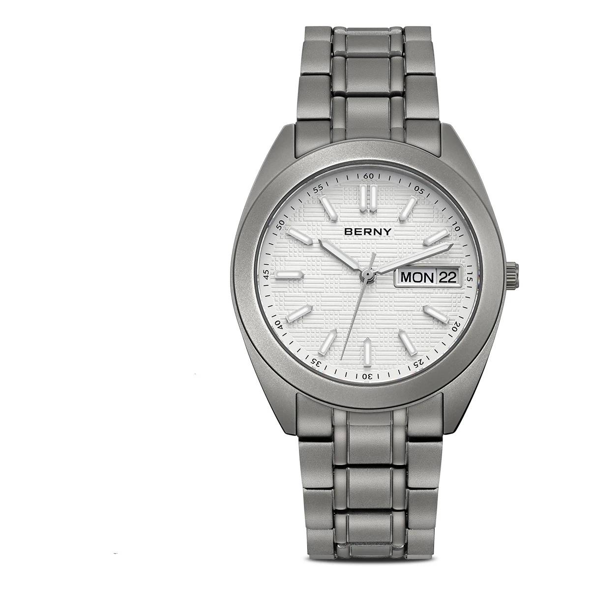 BERNY Orologio Uomo In Titanio | Quarz Giapponese Vetro Zaffiro Impermeabile T2566M