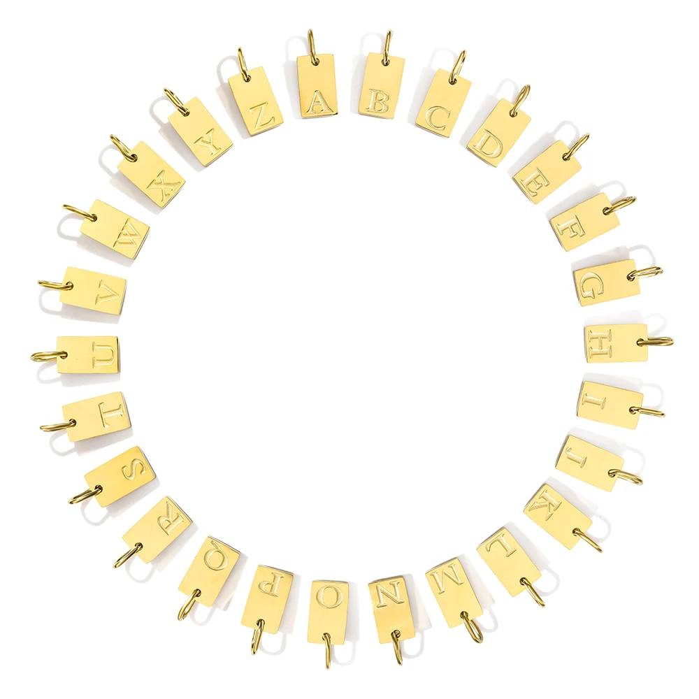 Elegant Rectangle Alphabet Pendant Necklace Necklaces & Pendants