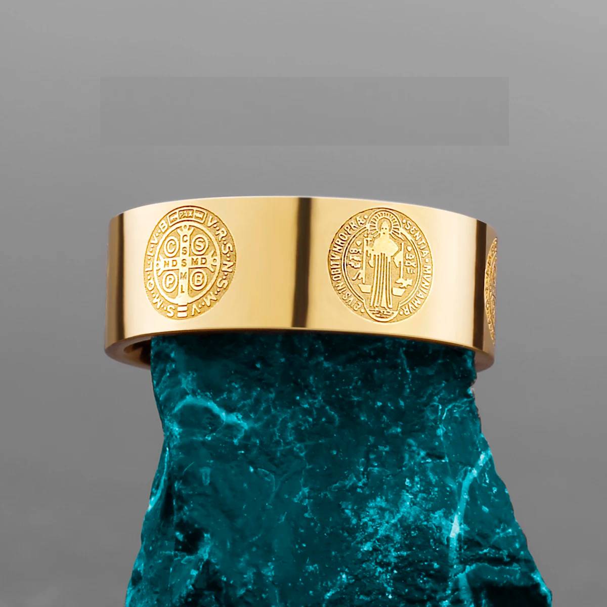 Saint Benedict Cross Stainless Steel Men's Ring Mens Rings