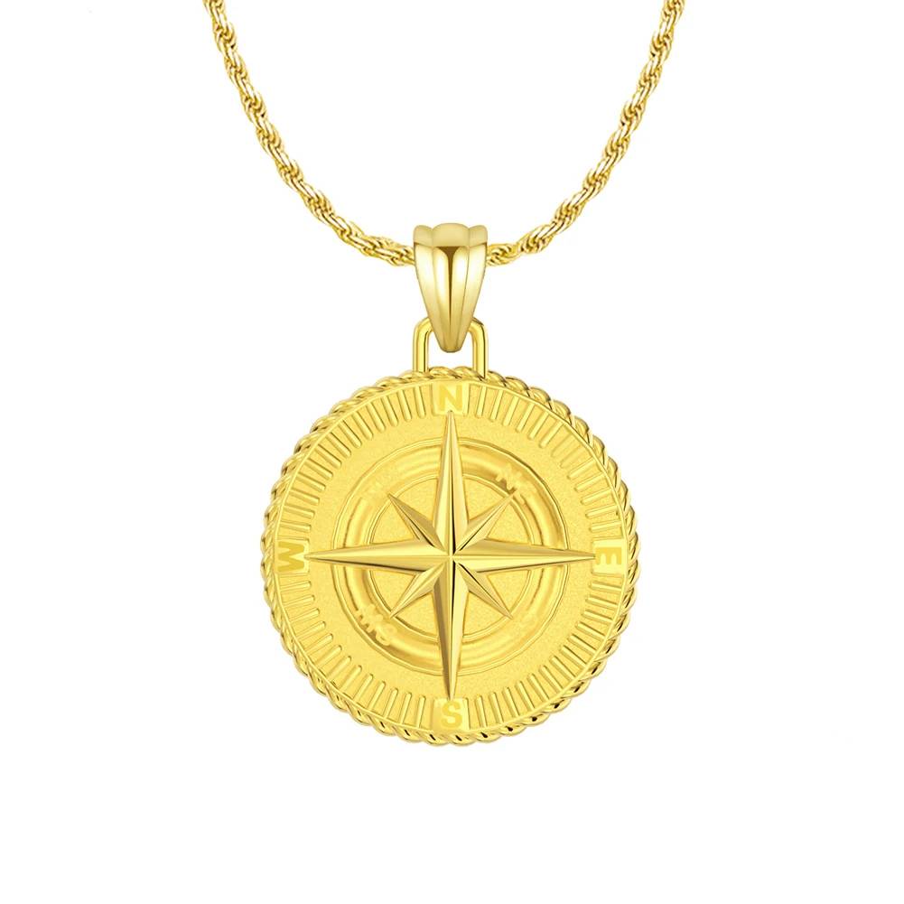 Compass Pendant Necklace in 925 Sterling Silver Mens Pendants