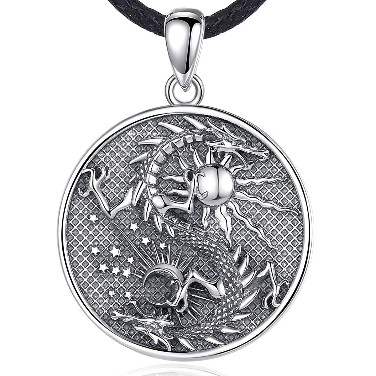 Dragon Pendant Vintage Sterling Silver Mens Pendants