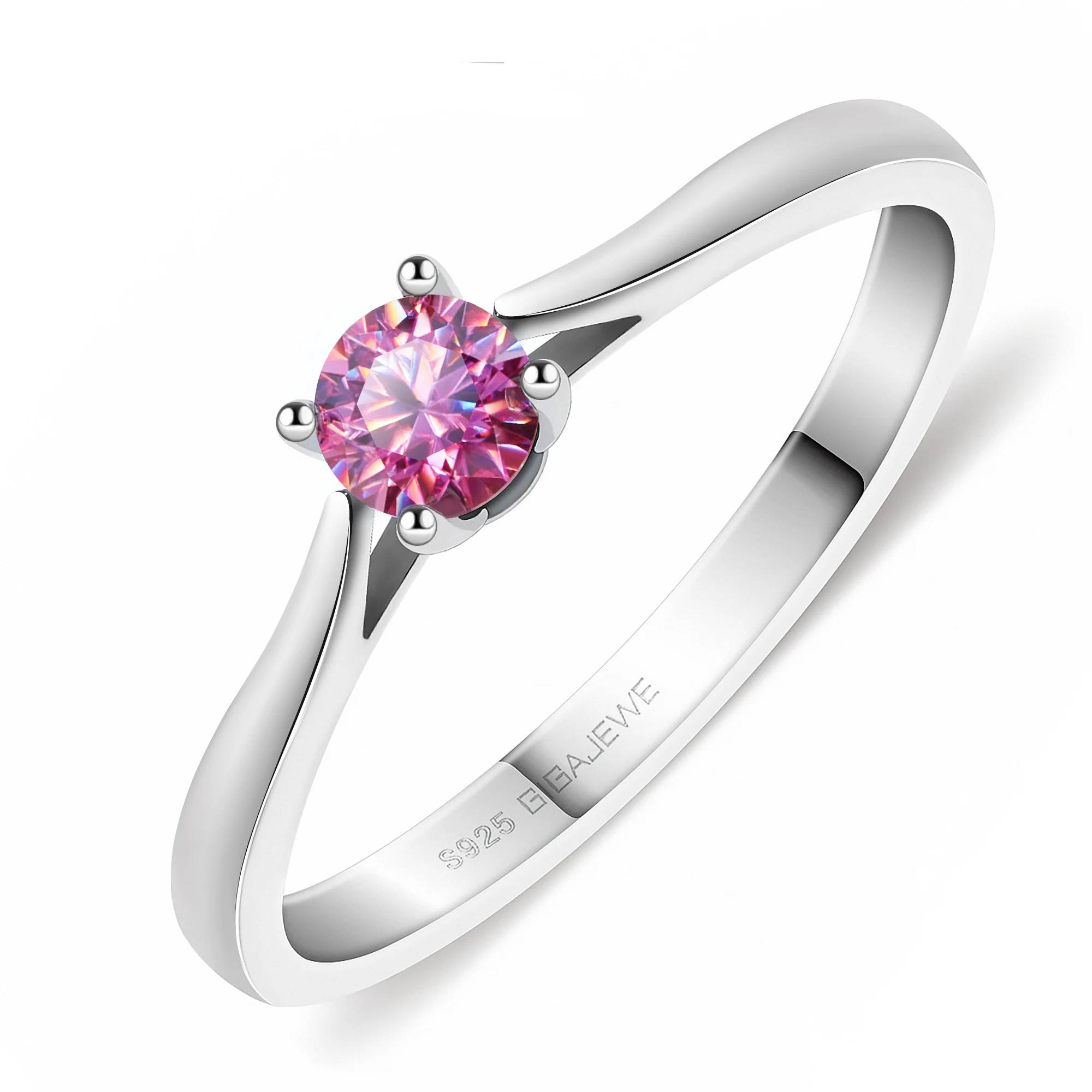 Moissanite 0.3ct 4mm Round Cut Silver Ring Women's Rings