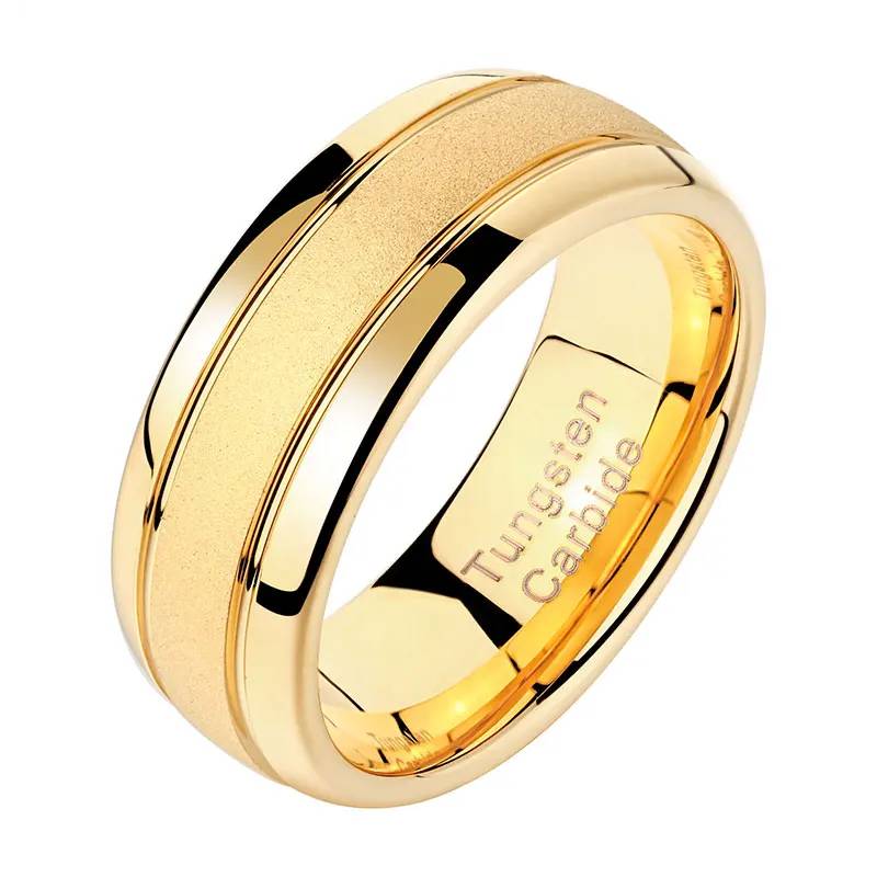 Men's Gold Tungsten Carbide Wedding Band Mens Rings