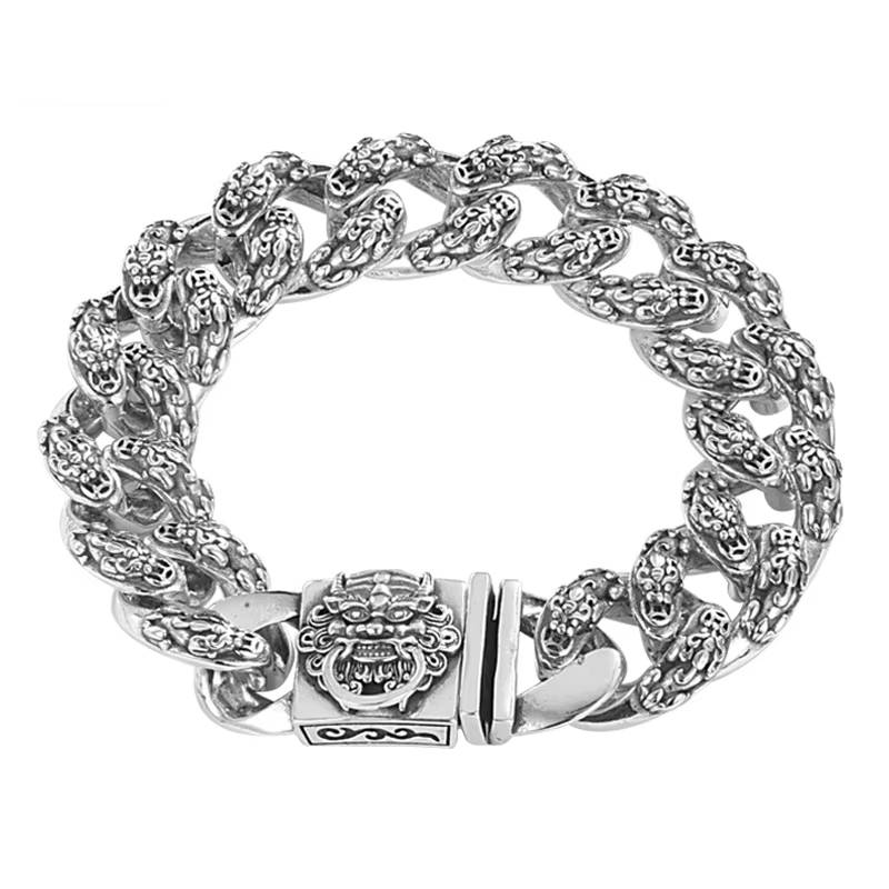 Sterling Silver Dragon Head Bracelet Men's Bracelets
