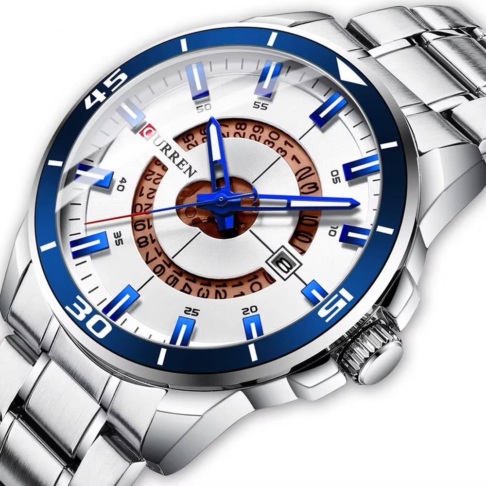 CURREN Fashion Business Men’s Watch Curren watches Color : silver black box|silver white box|golde box|black box|blue box|silver black|silver white|gold|black|blue 