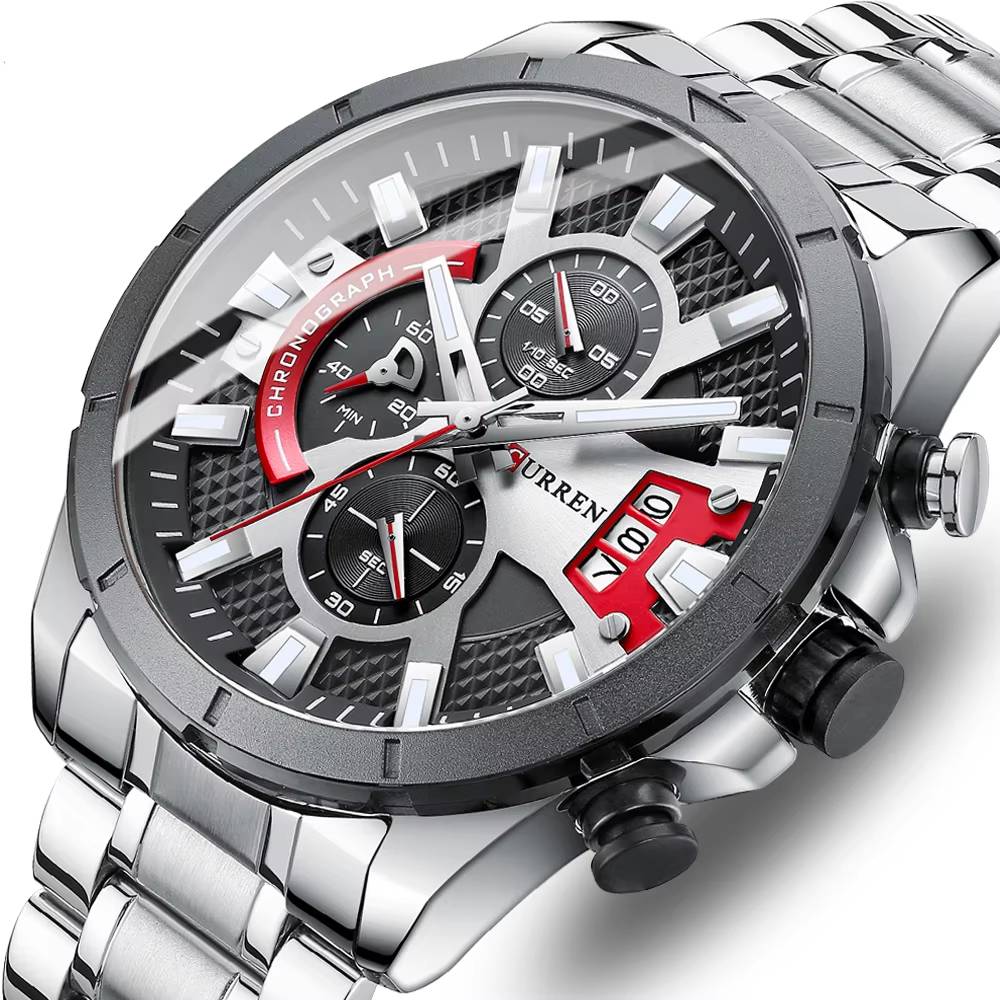 CURREN Men’s Luxury Chronograph Watch Curren watches Color : black rose box|coffee|blue rose|silver black|black green|black rose|coffee box|blue rose box|silver black box|black green box 