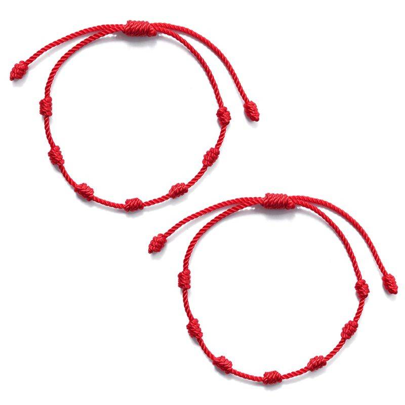 7 Knots Red String Luck Bracelets 2 pcs Set Men's Bracelets  