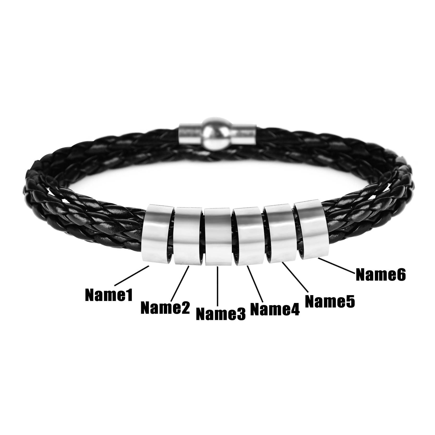 Men's Personalized Leather Bracelet Men's Bracelets Metal Color : 1 Name|2 Names|3 Names|4 Names|5 Names|6 Names|7 Names 
