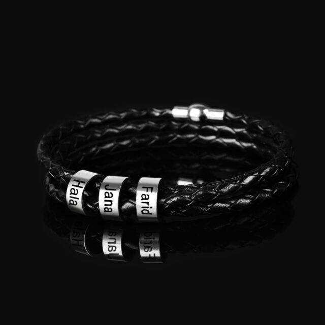 Men's Personalized Leather Bracelet Men's Bracelets Metal Color : 1 Name|2 Names|3 Names|4 Names|5 Names|6 Names|7 Names