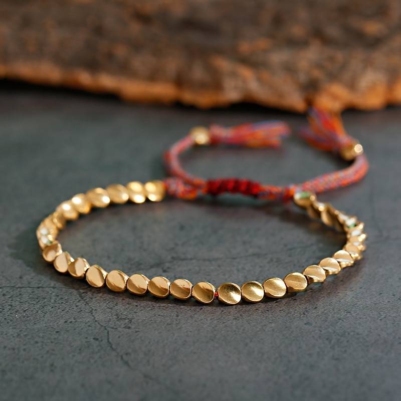Men's Copper Beads Bracelet Men's Bracelets Metal Color : 006-4|Gold|006-2|006-3 