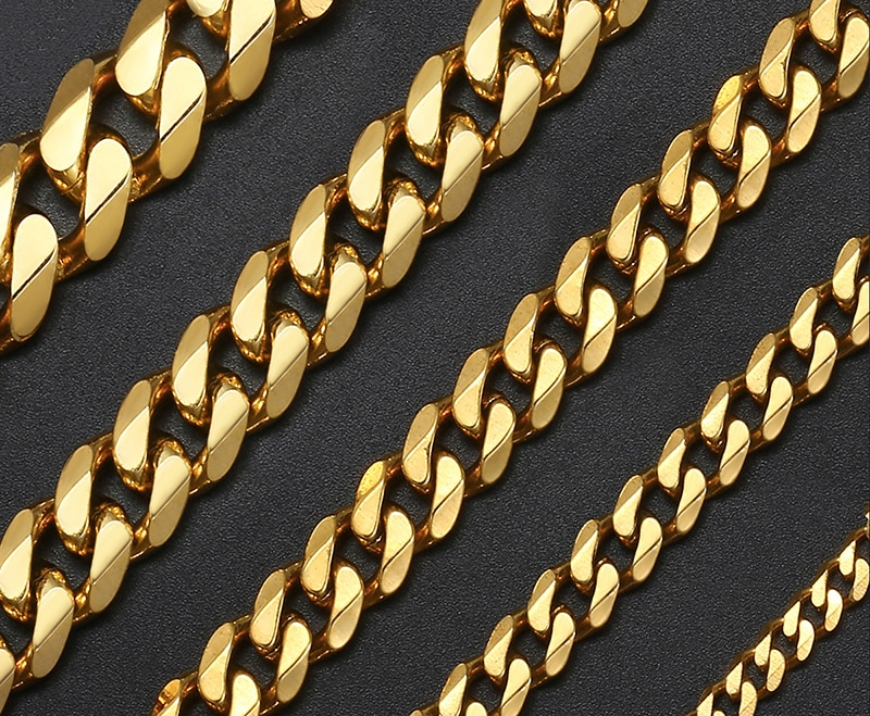 Luxury Men's Chain Necklace Men's Chains Color : Silver |Black |Gold  