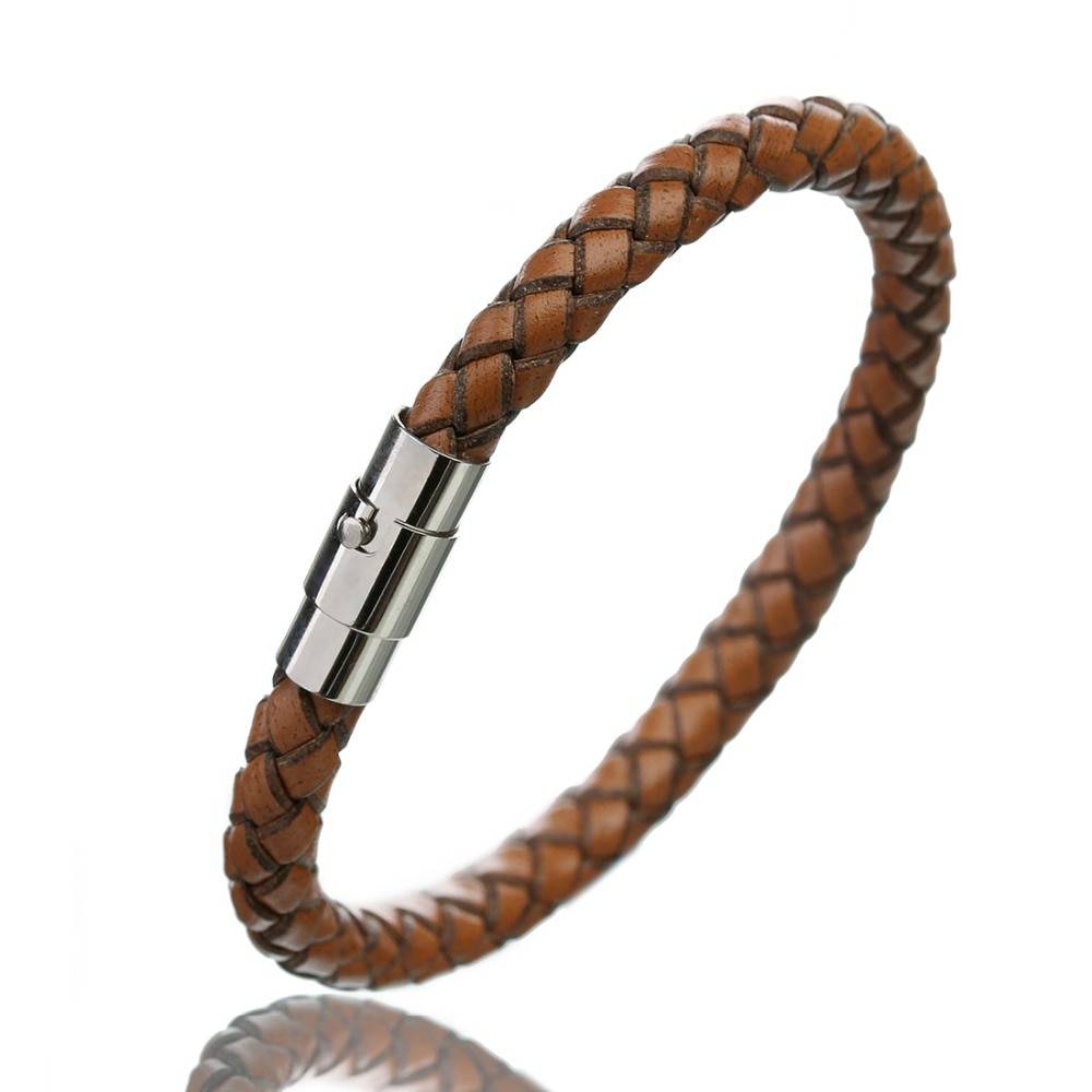Braided Wristband for Men with Magnetic Clasp Men's Bracelets Color : Black|Beige|Light Coffee|Dark Coffee|Wine Red 