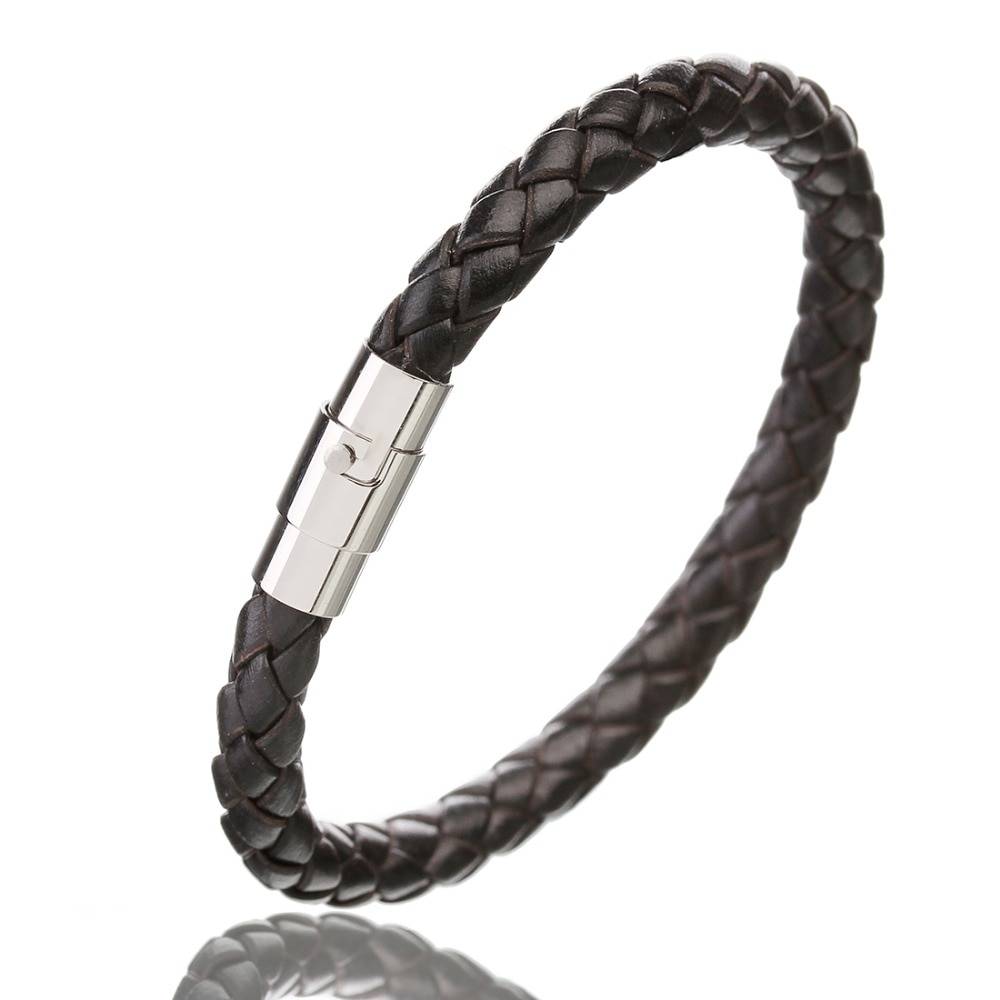 Braided Wristband for Men with Magnetic Clasp Men's Bracelets Color : Black|Beige|Light Coffee|Dark Coffee|Wine Red 