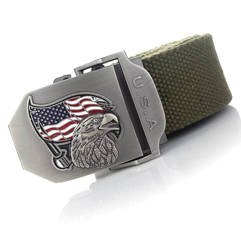 Military Canvas Belt with USA Eagle Mens Belts Color : Blue beige side|Camouflage|Coffee beige side|Coffee stripe|Beige|Khaki stripe|black|green|army green|Red|WHITE|Black stripe|Green beige side|Green stripe|Coffee|GRAY|Blue|Dark Grey|Black gray side 