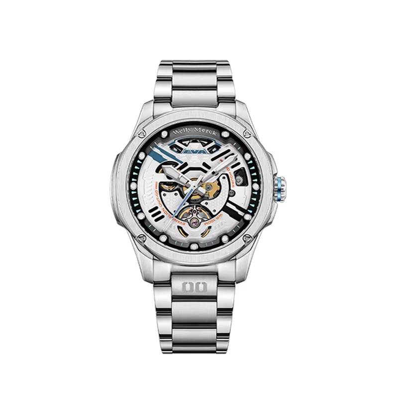 Welly Merck Limited Edition Mechanical Watch Welly Merck Watches Color : RED-LEATHER STRAP|BLUE-LEATHER STRAP|BLUE-STEEL STRAP|PINK-LEATHER STRAP|SILVER-LEATHER STRAP|PURPLE-LEATHER STRAP|SILVER-STEEL STRAP|PURPLE-STEEL STRAP|RED-STEEL STRAP 