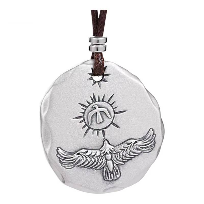 Eagle Round Pendant Necklace 999 Sterling Silver Mens Pendants Gem Color : Pendant 