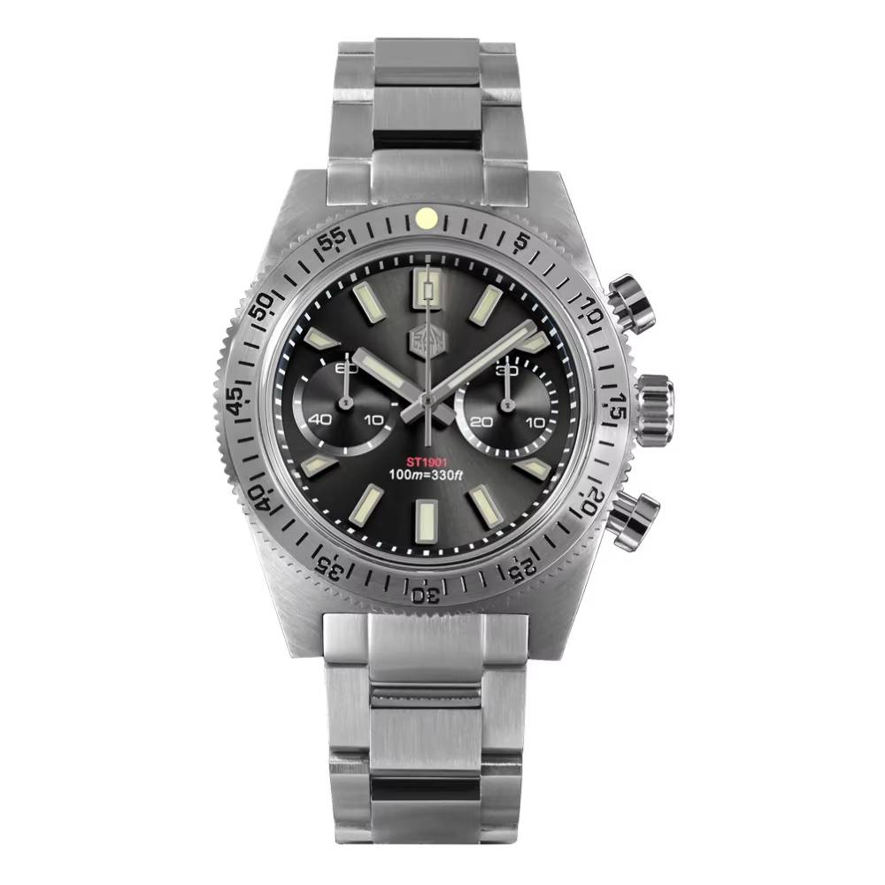 San Martin SN0007JS 62Mas Chronograph Watch San Martin Watches Color : Gun|Gun No Logo 