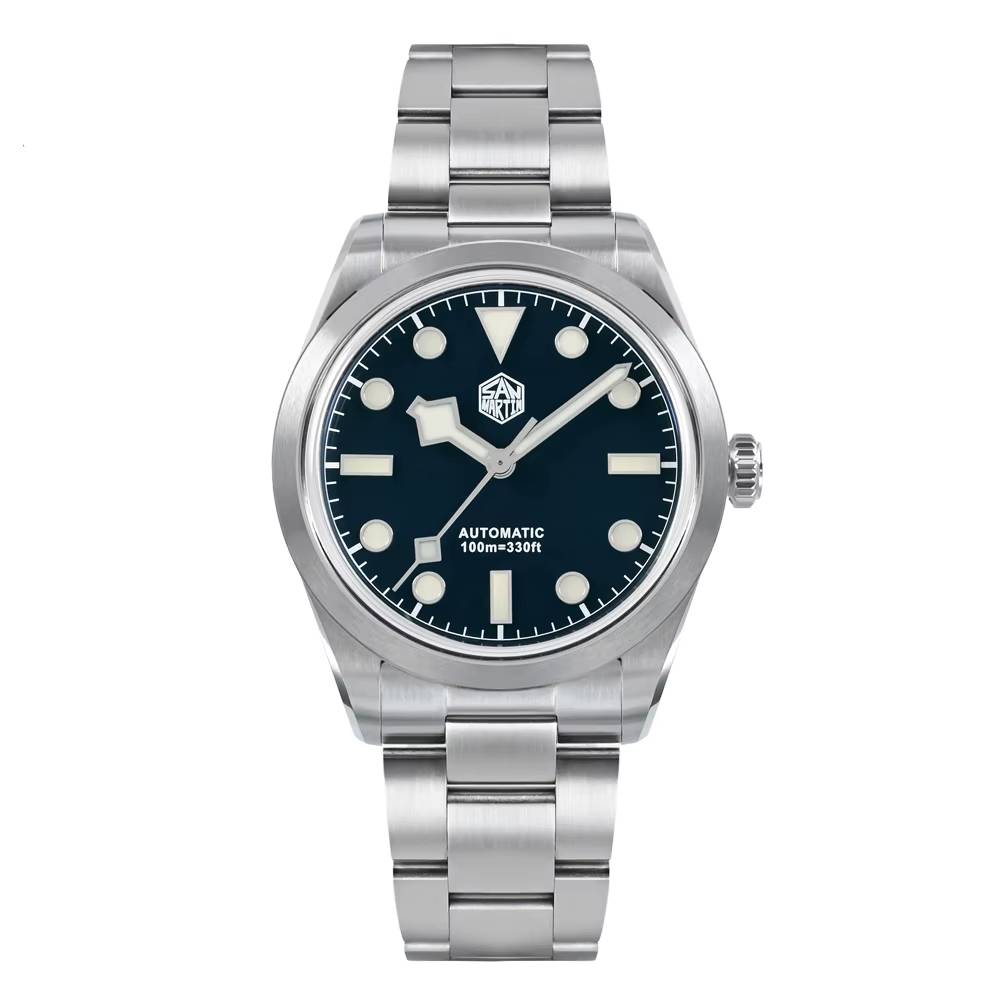 San Martin SN0107 38mm Vintage Sports Watch San Martin Watches Color : Enamel Green G6|Enamel Black G6|Enamel Blue G6 