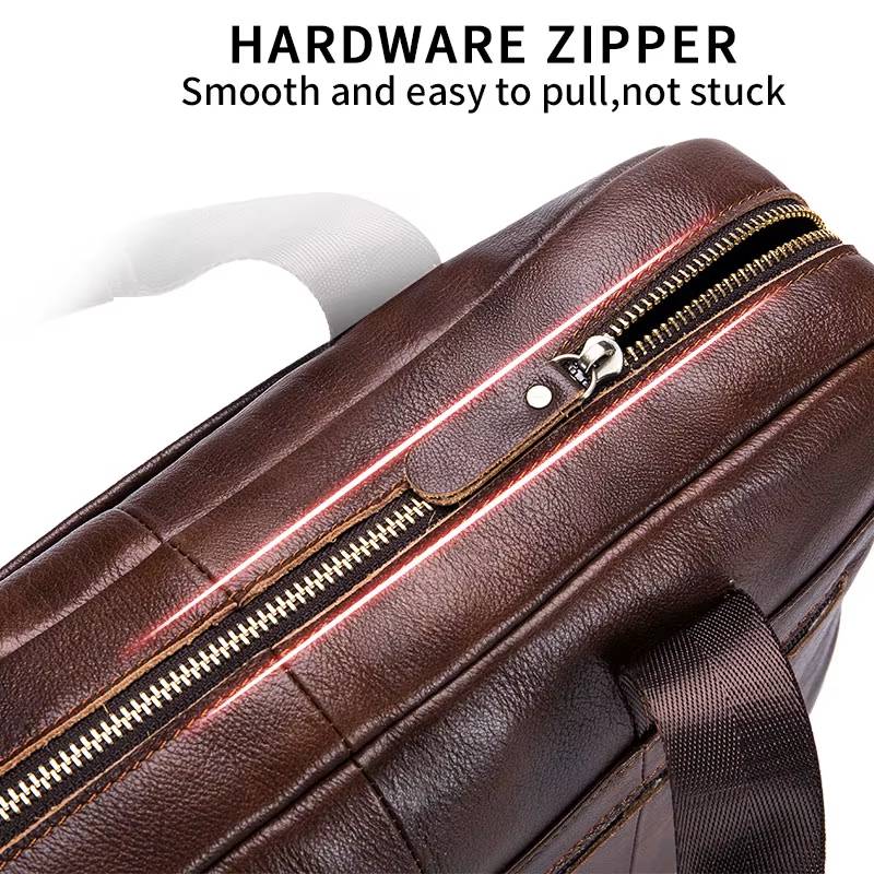 Genuine Leather 14-Inch Laptop Briefcase men’s briefcases Color : black|brown 