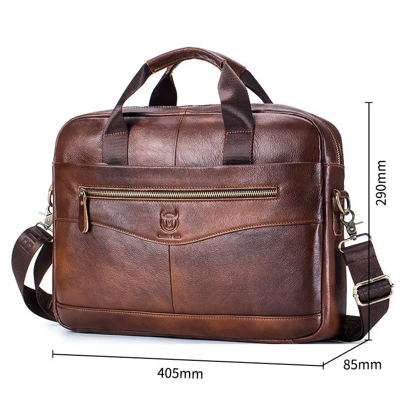 Genuine Leather 14-Inch Laptop Briefcase men’s briefcases Color : black|brown 