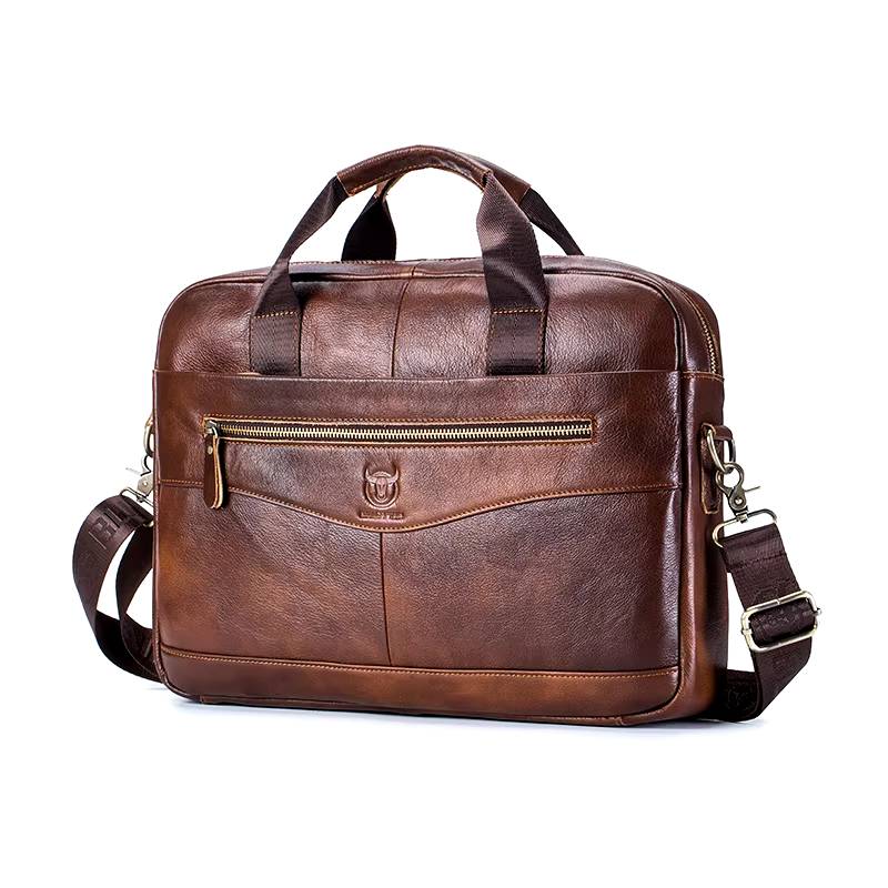 Genuine Leather 14-Inch Laptop Briefcase men’s briefcases Color : black|brown 