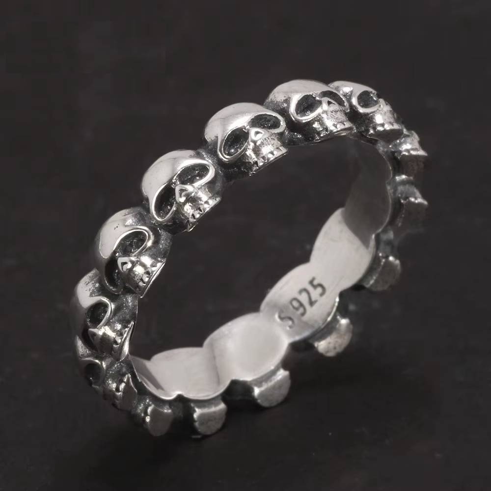 Couple Skull Rings 925 Sterling Silver Mens Rings Women's Rings Ring Size : 11|8|7|10|9|13|12|6|5 