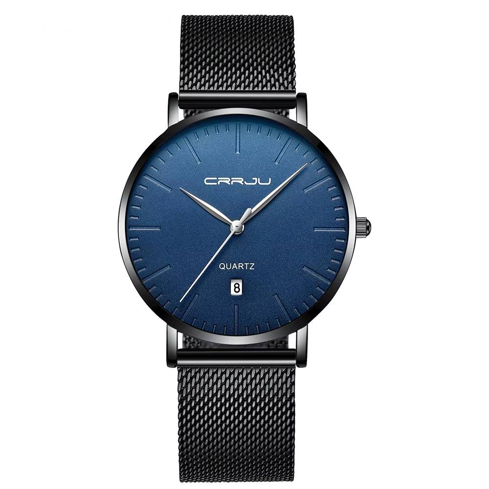 CRRJU Fashion Men's Thin Quartz Watches Watches For Men Color : black black|silver white 2127|black rose|black blue|rose black|silver white|silver blue|black white 