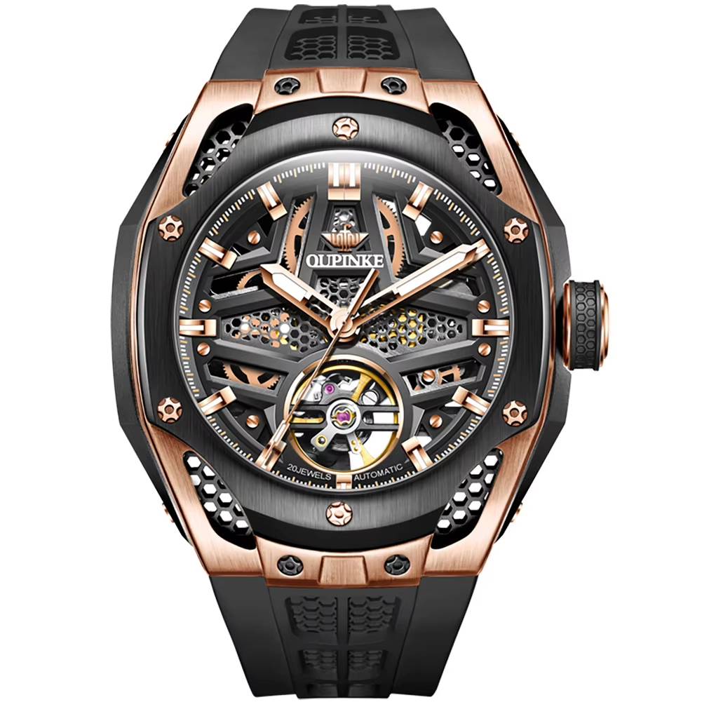 OUPINKE Prestige Series Skeleton Watch OUPINKE Watches Color : Yellow|black|Orange 