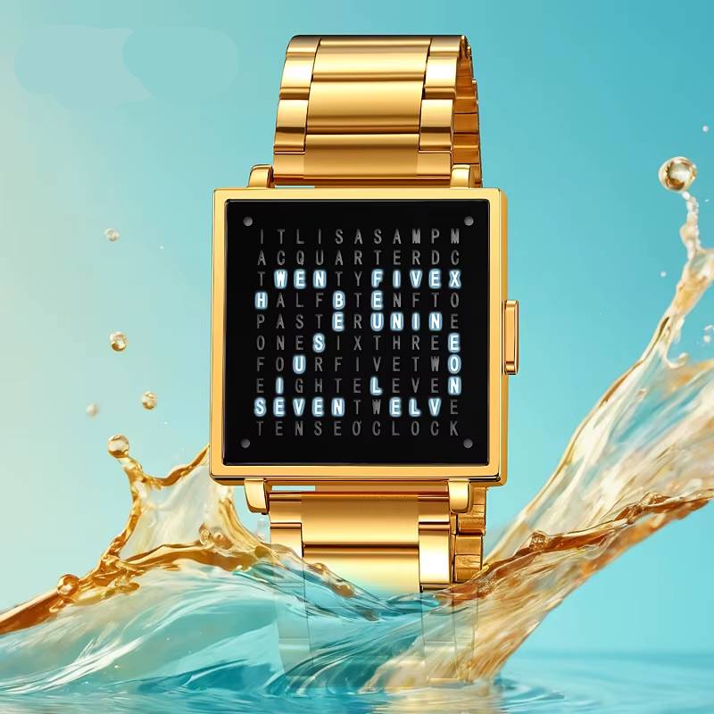 SKMEI LED Word Watch Matrix Timepiece SKMEI Watches Color : silver steel|black steel|gold steel 