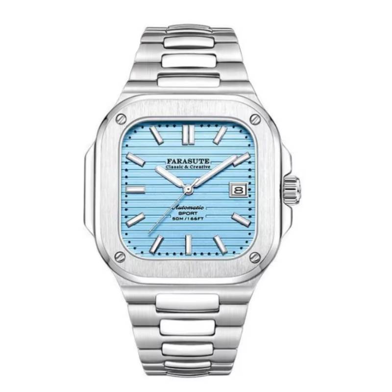 FARASUTE Square Ultrathin Mechanical Watch Farasute Watches Watches For Men Color : Orange|Green|Avocado|Blue|Yellow 