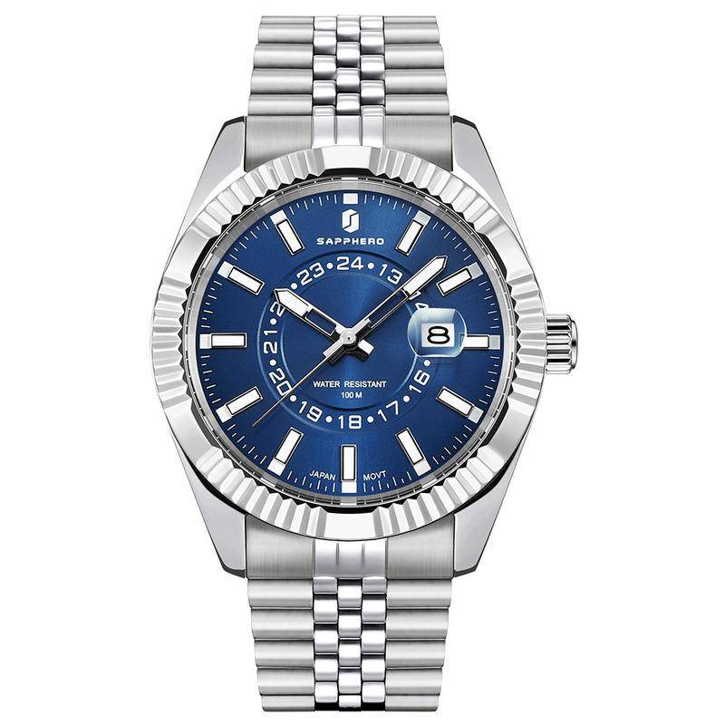 SAPPHERO Sky Dweller Homage Quartz Watch Watches For Men Sapphero Watches Color : Rose Gold Brown|Siliver Black S|Sliver Blue|Sliver White|Black Black 