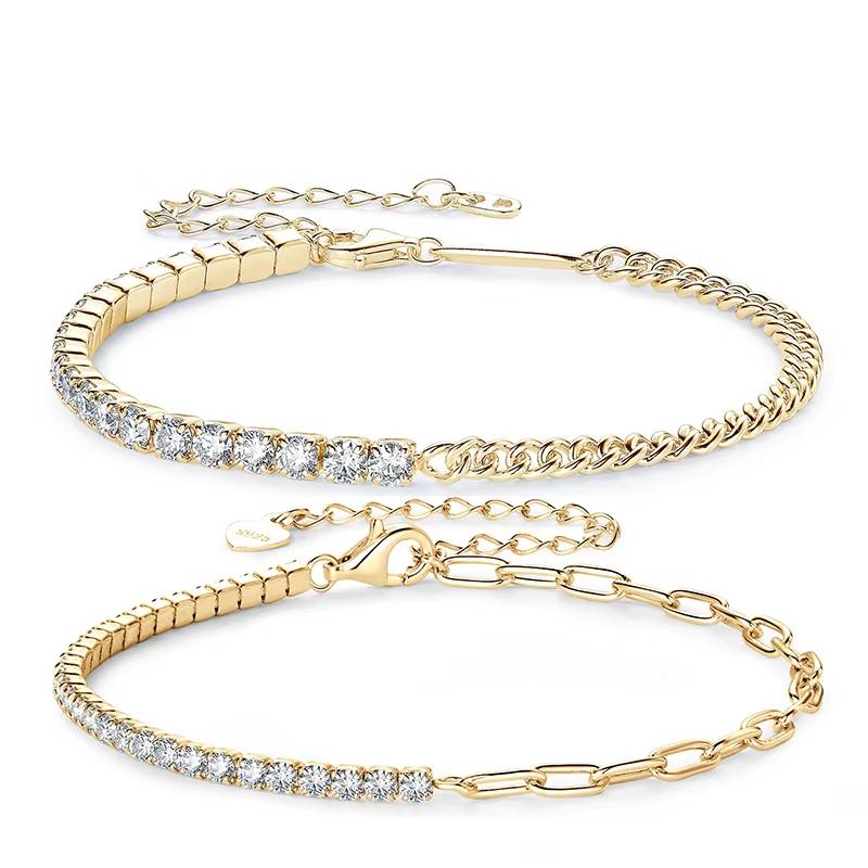Gold-plated half Moissanite Tennis Bracelet with D color stones