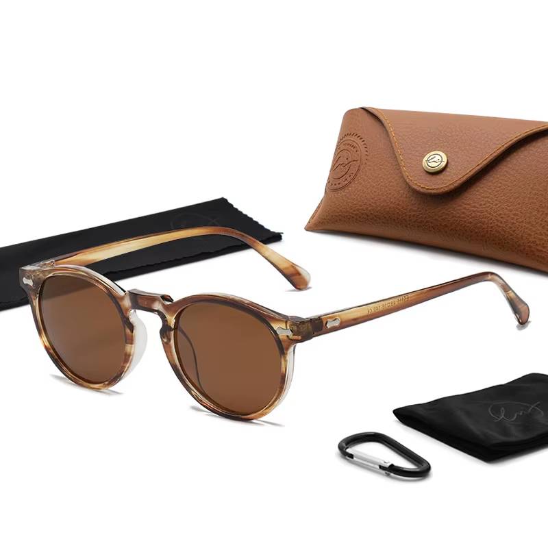 Vintage Round Polarized Sunglasses Unisex Sunglasses Frame Color : Follow Picture 