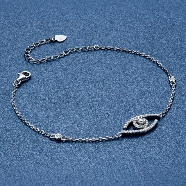 Dainty Moissanite Evil Eye Bracelet for Women