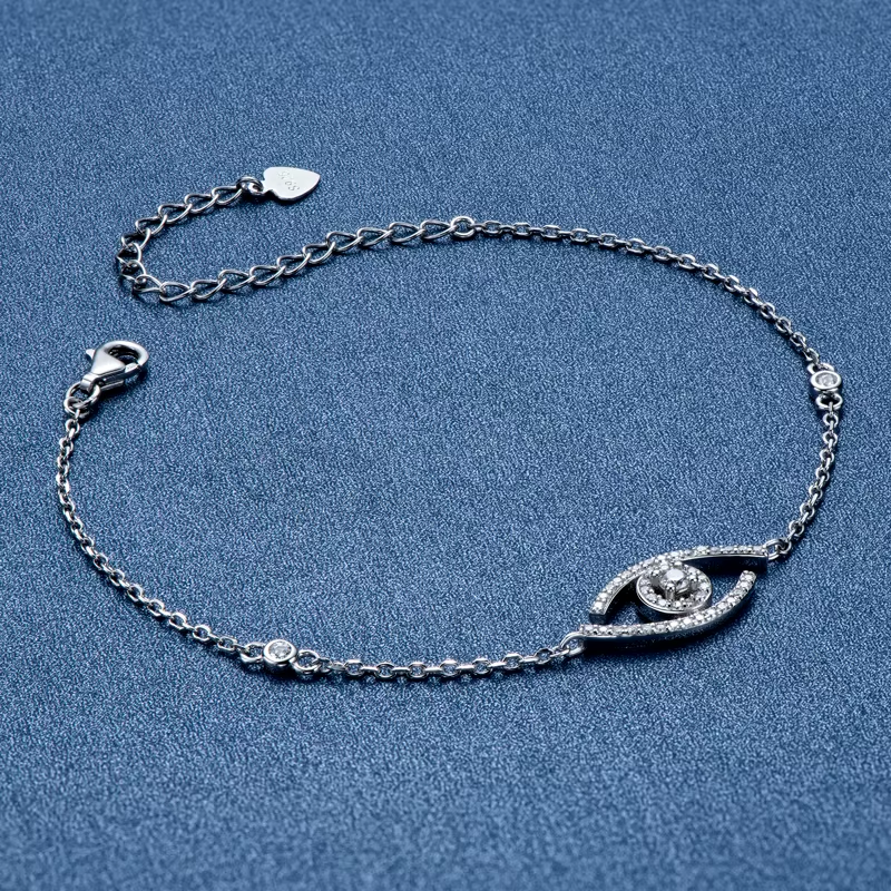 Dainty Moissanite Evil Eye Bracelet for Women