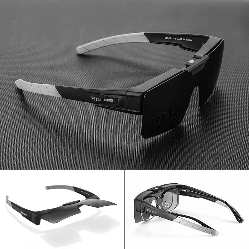 WEST BIKING Flip Up Photochromic Sunglasses – Fit Over Myopia Glasses