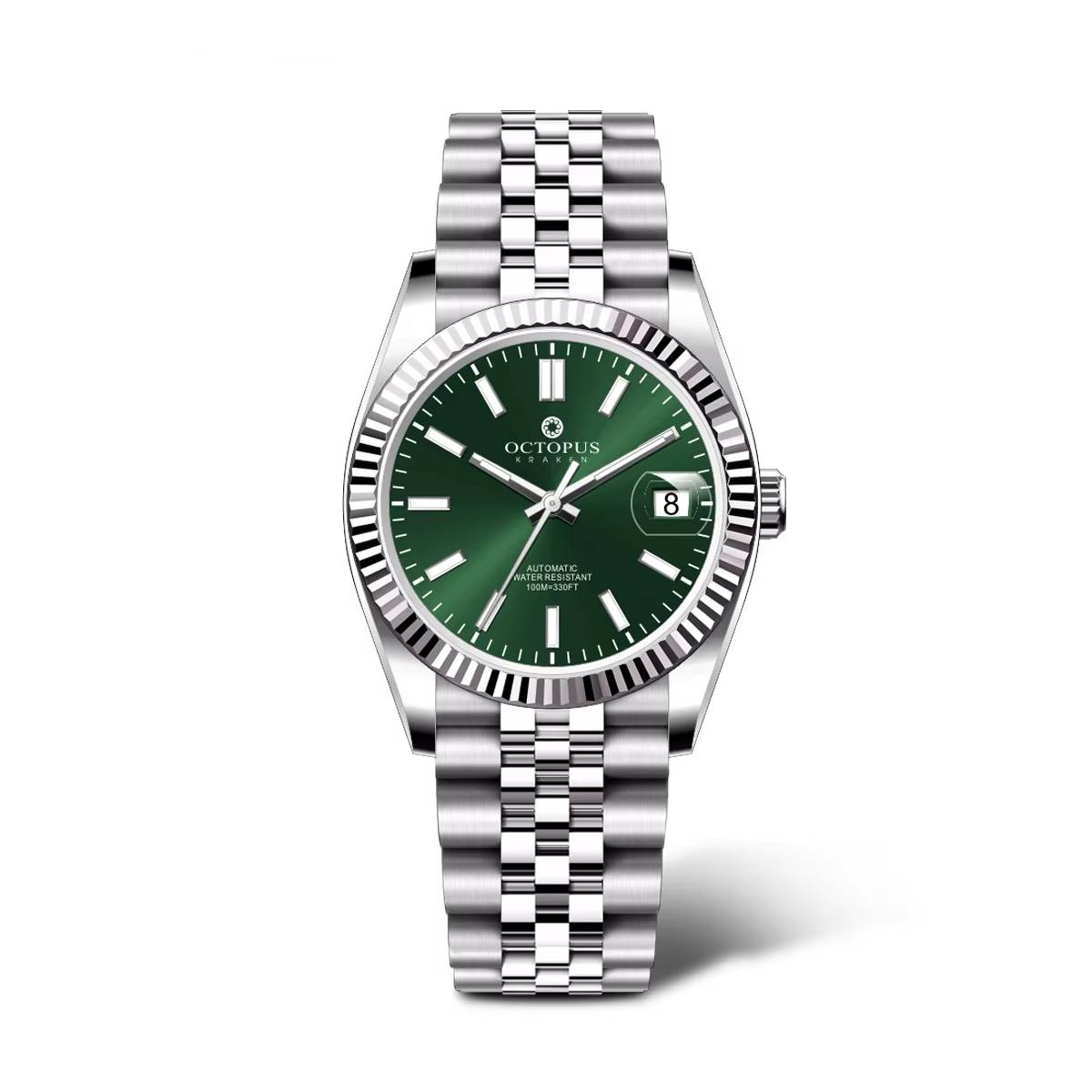 Octopus Kraken Green dial OCT-0015 automatic watch on reflective background
