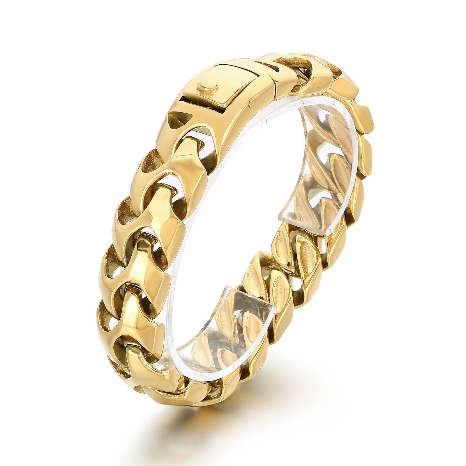 TitanLink 18mm gold chain bracelet on display