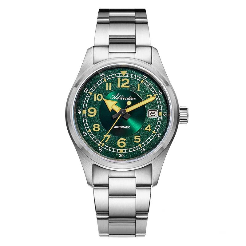 ADDIESDIVE AD2055 green dial automatic dive watch with stainless steel strap