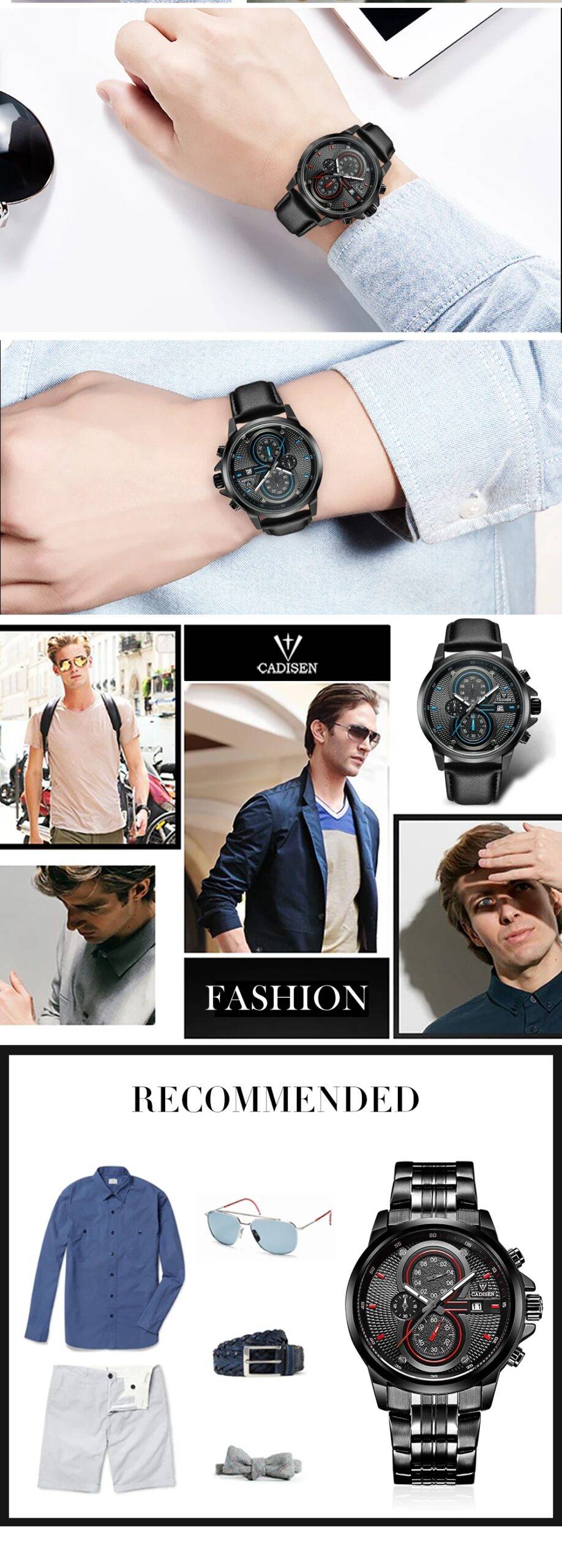 CADISEN Quartz Stainless steel Military Watch