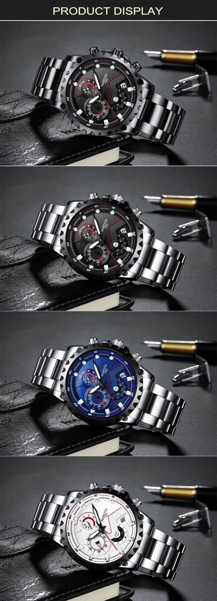 Sport NIBOSI Military Chronograph Quartz Watch