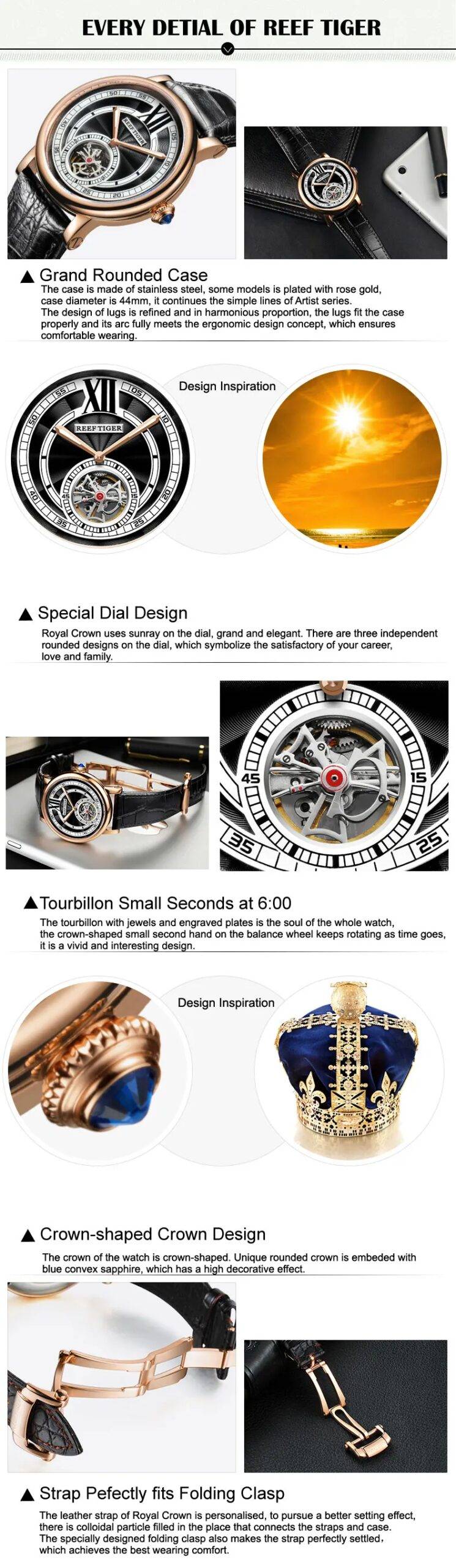 Reef Tiger Watch Tourbillon Automatic Luxury