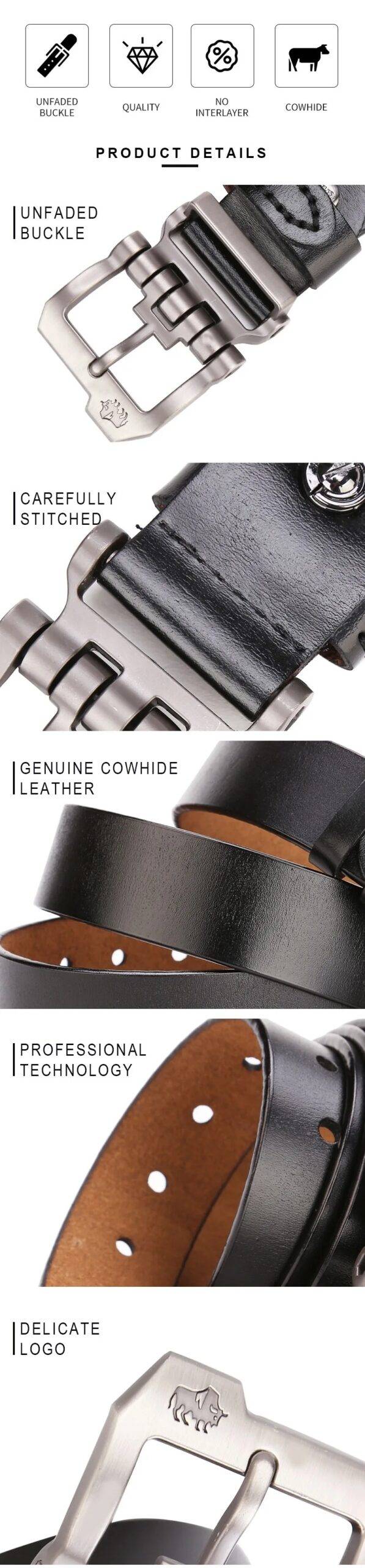 Leather Belts for Men Jeans Belt Pin Buckle