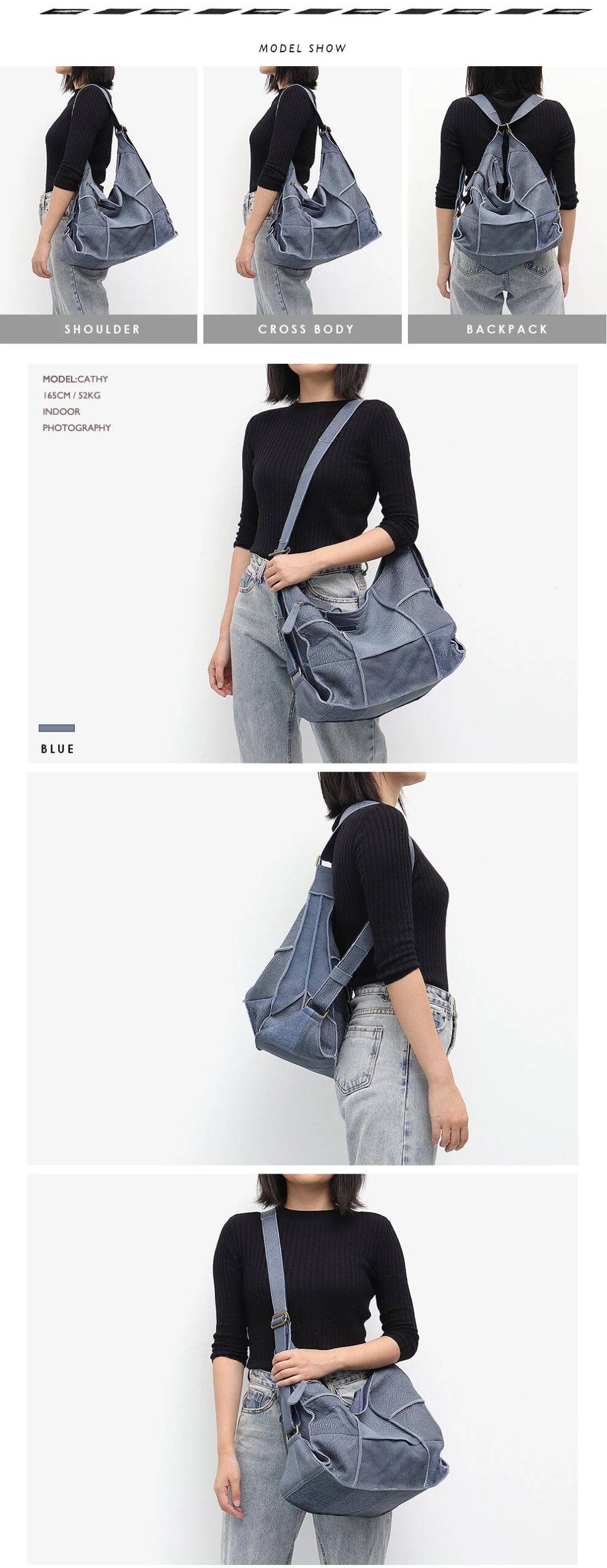 Vintage Genuine Leather Patchwork Bag