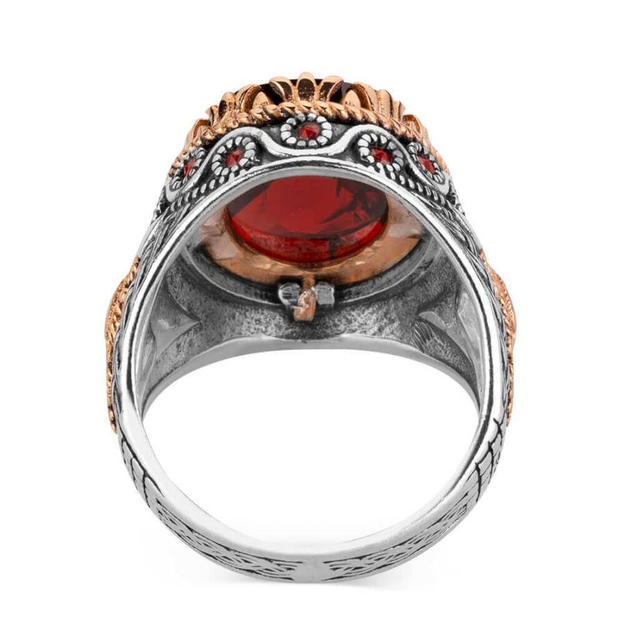 925 Sterling Silver Rings With Red Zircon