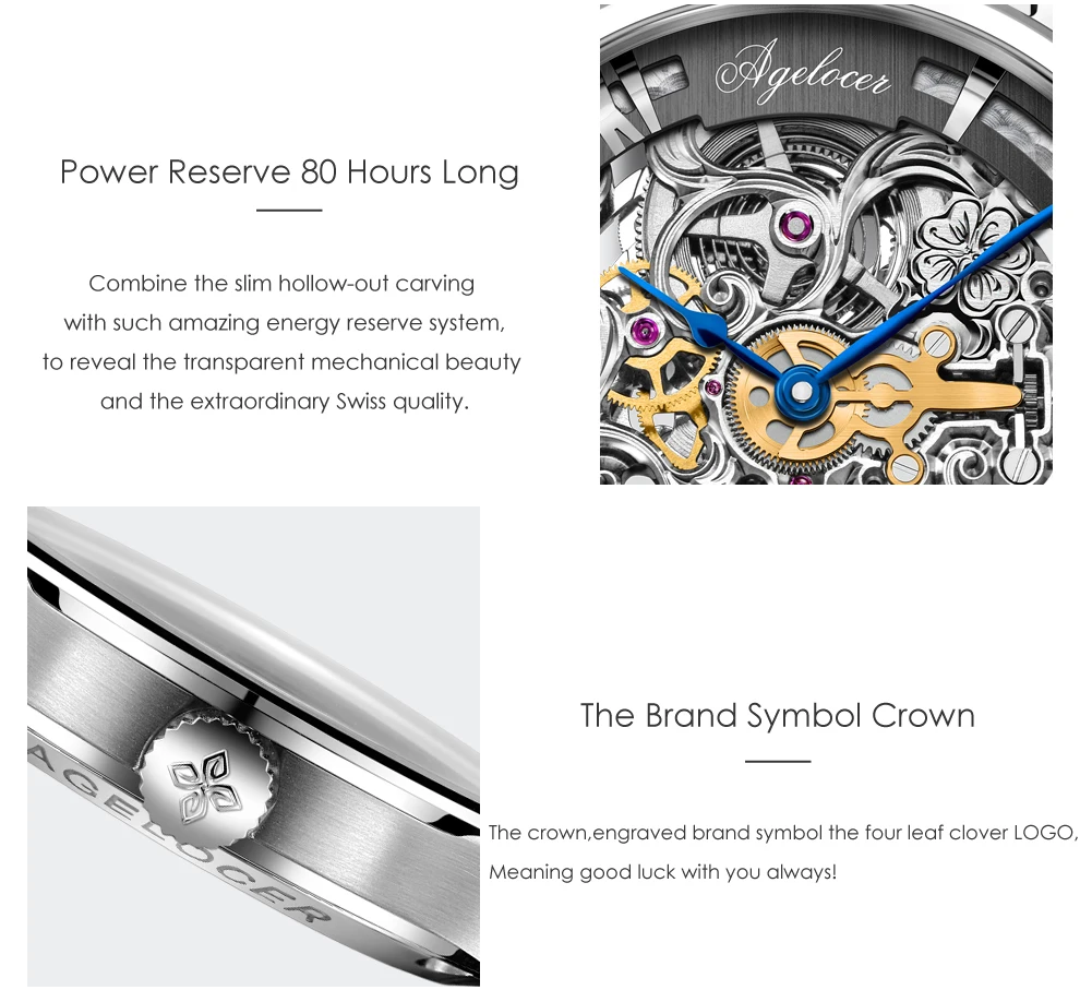 AGELOCER Swiss Luxury Brand Skeleton Watch